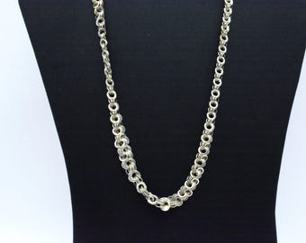 Antique 835 Silver Graduated Circle Link Chain Necklace - 20"