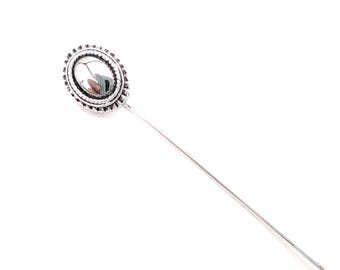 Sarah Coventry Silver Tone & Faux Hematite Stick Pin