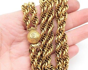 Heavy Double Rope Chain Statement Necklace With Box Clasp - 24"