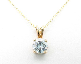 14k Gold Vermeil Sterling Silver & 1.5 Carat CZ Pendant Necklace - 18"