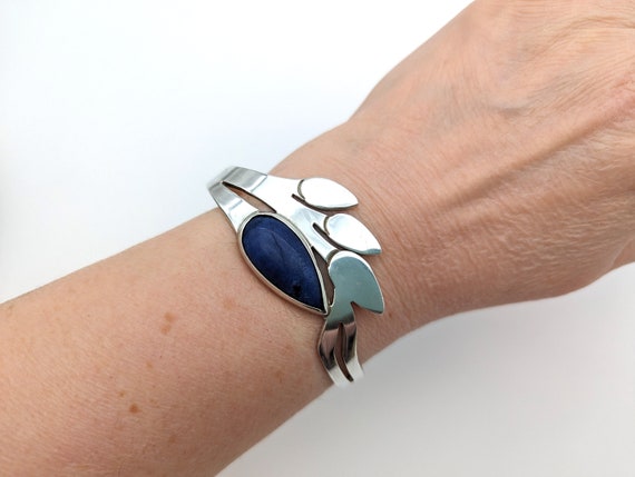 Vintage Taxco Heavy Sterling Silver & Blue Lapis … - image 3