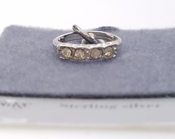 Old Stock Sterling Silver Wedding Ring Charm or Pendant With Rhinestones by LeStage