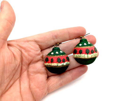 Unique Vintage Resin Holiday Ornament Dangle Earr… - image 4
