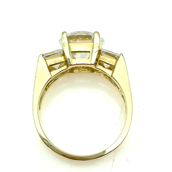 14K Solid Gold CZ Three-Stone Ring - Size 8 - image 7