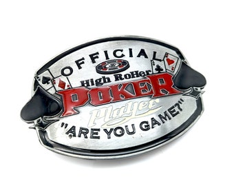 Vintage Official High "RoHer" Poker Player Are You Game Belt Buckle