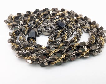 Vintage Black, Gold & Silver Twisted Chain Necklace