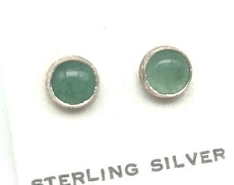 Small Natural Apatite & Sterling Silver 6mm Stud Earrings