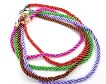 Adjustable Satin Silk Cord Necklaces, Custom Made, Thick 5mm Cord, Twisted Rope, Sterling Silver