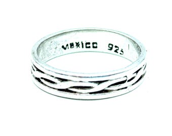 Vintage Sterling Silver Celtic Rope Ring Band - Size 6