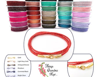 2mm Metallic Silk Cord Necklace, High Quality, 2mm - 33 Colors, Any Length