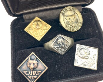 Sterling Boy Scouts / Cub Scouts Vintage Rings and Metal Pins