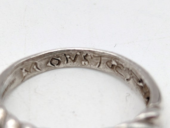 Vintage 14k White Gold Ribbed Band Ring Signed Mo… - image 8