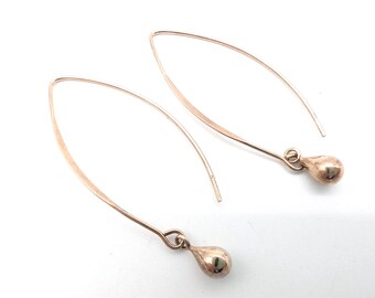 Vintage 14K Rose Gold Vermeil Over Sterling Silver Dangle Earrings - 1.75"
