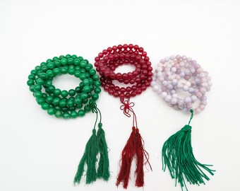 Vintage Asian Prayer Bead Necklace - Choice of 3 Colors