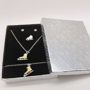 Vintage Old Stock Ice Skate Costume Jewelry Set; Includes Ring, Necklace, Bracelet & Earrings
