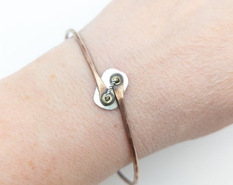 Large Vintage Copper, Silver & Brass Modernist Bangle