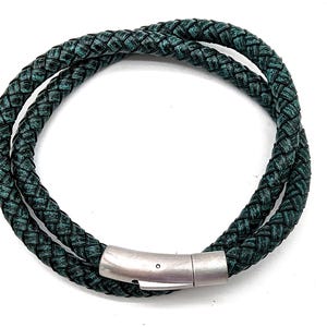Collar de cuero trenzado grueso; cierre de bayoneta de acero inoxidable, hecho a pedido, cuero grueso de 6 mm