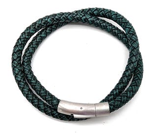 52 Colors! Thick Braided Leather Necklace With Stainless Steel Bayonet Clasp -Made to Order