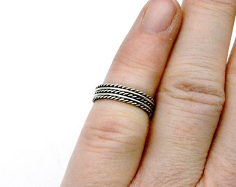 Vintage Sterling Silver Rope Design Toe Ring