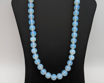 Vintage 14mm Opalite Bead Necklace With Magnetic Clasp - 31"