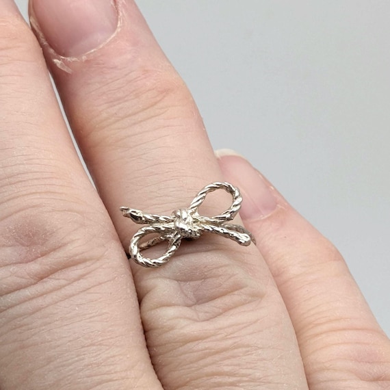Sterling Silver Rope Bow Ring - image 1
