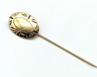 Vintage Gold-Filled Engravable Oval Stick Pin