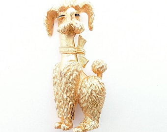 Boucher Gold Tone Poodle Dog Brooch