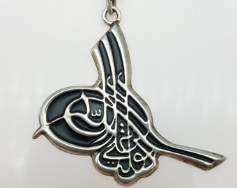 Vintage 800 Silver Keychain With Bird Design