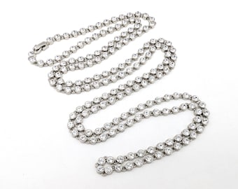Silver Plated Long Bezel Set Crystal Tennis Necklace - 46"