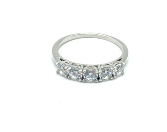 Vintage Sterling Silver & CZ Band - Size 9