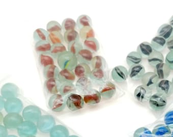 Bag of 25 Early Foreign Made Single Color Banana Cat&#39;s Eye Marbles with Shooter; Choice of Colors