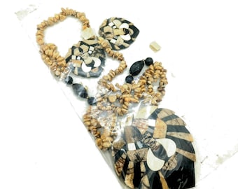 Vintage Lee Sands Lion Head Inlay Necklace & Earring Set