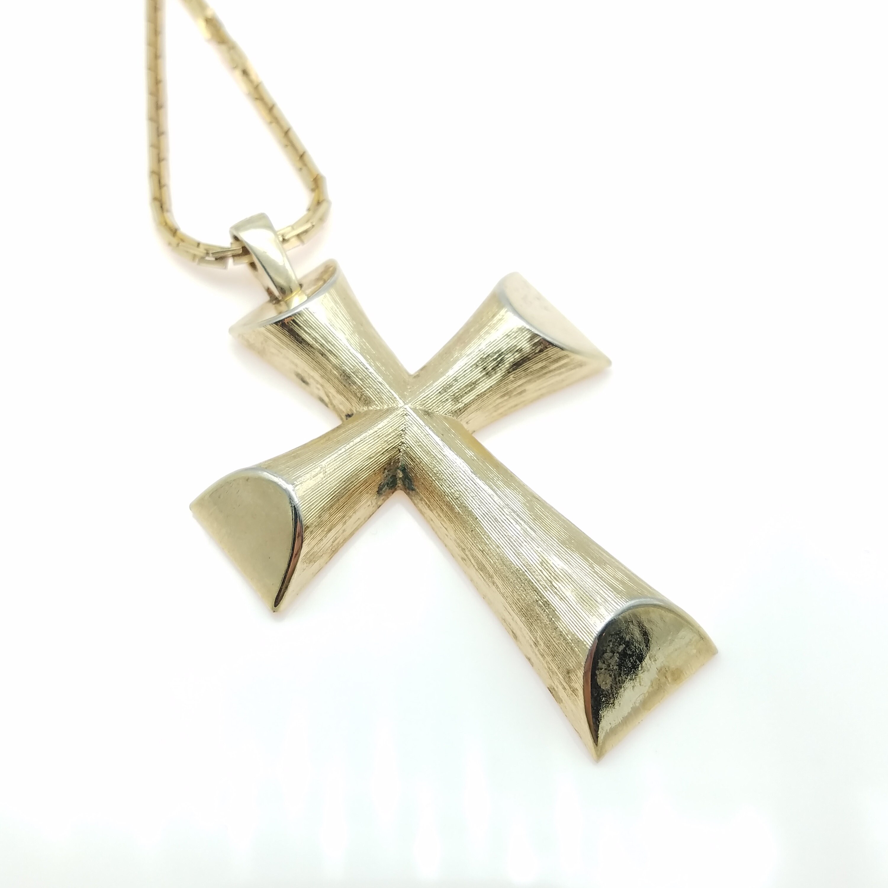 Large Vintage Avon Gold Tone Cross 