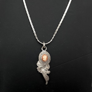 Cameo Pendant With Silver Tone Chain, Signed D.M. Lind - 19"