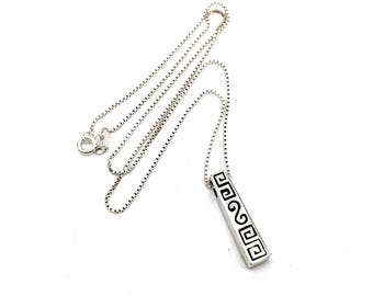 Vintage Sterling Silver Swirled Bali Style Pendant Necklace - 16"