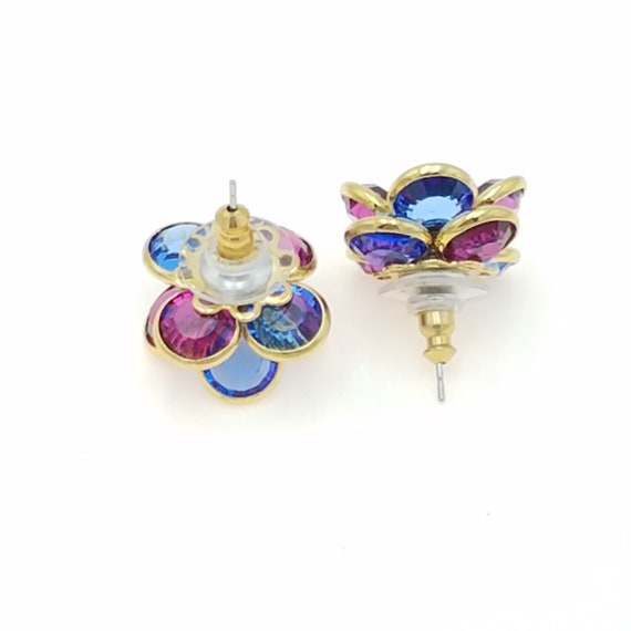 Old Stock Swarovski Crystal Flower Stud Earrings … - image 4