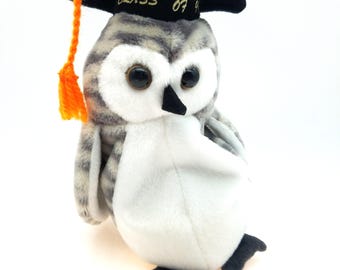 1999 Ty Beanie Baby Wiser the Owl Graduation Plush