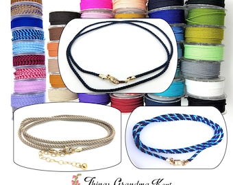 14K Gold-Filled Silk Cord Necklace, High Quality, 2mm - 45 Colors, Any Length