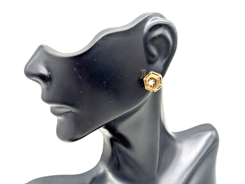 Antique Art Deco 14K Gold /& Opal Stud Earrings