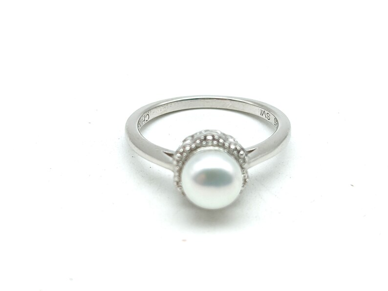 Vintage Sterling Silver /& Cultured Pearl Ring Size 4.75