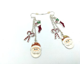 Vintage Silver Tone Holiday Dangle Earrings