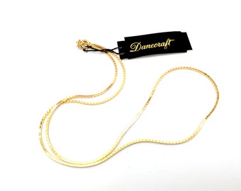 Old Stock Danecraft 24K Gold Over Sterling Silver 18" Box Chain - 1.5 mm