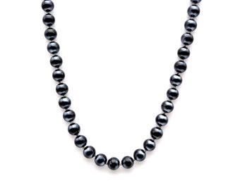 Collier de fausses perles noires noué à la main vintage de Talbot - 18,5"