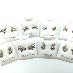 Small  Sterling Silver Animal Stud Earrings; Horse, Pegasus, Pig, Elephant, Donkey, Eagle, Mouse