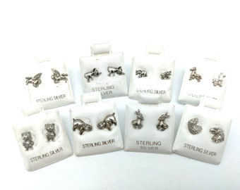 Small  Sterling Silver Animal Stud Earrings; Horse, Pegasus, Pig, Elephant, Donkey, Eagle, Mouse