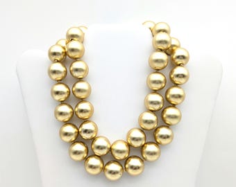 Double Strand Gold Bead Choker Necklace Signed Donald Stannard