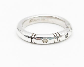 Heavy Sterling Silver Band With Flush Set CZs - Size 7