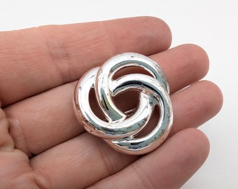 Signed Monet Silver Plated Swirl Brooch 1 3/8"