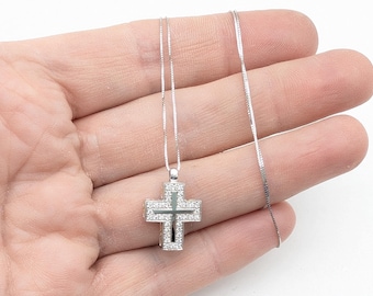 18K Gold & 1/3 Carat Diamond Cross Pendant Necklace - 17"