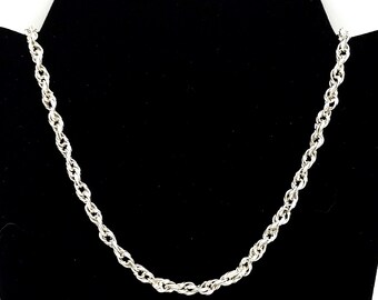 35 Gram Vintage Mexico Sterling Silver 5mm Men's Rope Chain Estate Necklace- 30"